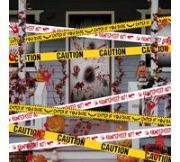 Cinta de precaución de Halloween, 3 rollos de decoraciones de terror con calcomanías de impresión de sangre, cinta de escena del crimen de 27 m para interiores y exteriores, fiesta de Halloween
