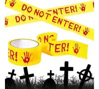 Cinta de precaución de Halloween, tira decorativa amarilla con texto en inglés "Do Not Enter", barrera de peligro para interiores y exteriores, para , puertas, barricadas, escenas de seguridad