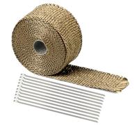 Cinta de protección térmica para escape, 10 m x 5 cm, color amarillo con 10 bridas de acero inoxidable, banda de calefacción de basalto, para colector de motocicleta