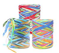 Cinta de rafia de colores de 787 pies, 3 rollos de cuerda de papel de 6 capas, cinta de rafia, cinta de papel de embalaje para envolver regalos, regalos de festivales, decoración de fiestas, Navidad,