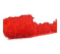Cinta de raso con flecos y adornos de plumas mulli Adorno de plumas de marabú Multicolor 2m x 10cm(Red)