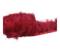 Cinta de raso con flecos y adornos de plumas mulli Adorno de plumas de marabú Multicolor 2m x 10cm(Wine Red)