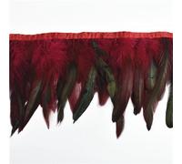 Cinta de raso con flecos y adornos de plumas mulli Cinta con flecos de plumas de gallo multicolor, 1 metro, 13-18cm(Red Wine)