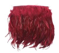 Cinta de raso con flecos y adornos de plumas mulli Cinta decorativa con plumas de faisán, 1 metro, multicolor(Wine Red)