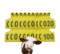 Cinta de raso con flecos y adornos de plumas mulli Livestock Ear Tags Multicolor Multiple Sizes Numbered 001-1000 100 Pcs(Yellow 7.5 * 10cm (2.95 * 3.93in),101-200)