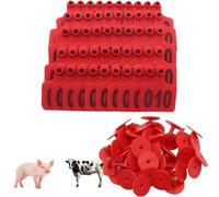 Cinta de raso con flecos y adornos de plumas mulli Livestock Ear Tags Multicolor Multiple Sizes Numbered 001-500 Pack Of 100 With Pliers(Red 6 * 7.5cm (2.36 * 2.95in),101-200)