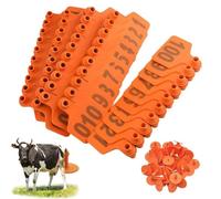 Cinta de raso con flecos y adornos de plumas mulli Livestock Ear Tags Pack Of 100 Multicolor Numbered 201-300 For Cattle Sheep Goats Pigs(Orange 4 * 5cm (1.57 * 1.96in),301-400)