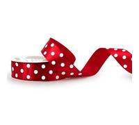 Cinta de raso con lunares de 25 mm x 25 m, color a elegir en 6/12/25/38 mm, no destiñe y lavable, cinta para boda, cinta de regalo para embalar, decorar manualidades, color rojo 250
