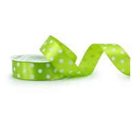Cinta de raso con lunares de 25 mm x 25 m, color a elegir en 6/12/25/38 mm, no destiñe y lavable, cinta para boda, cinta de regalo para embalar, decorar manualidades, verde claro 550