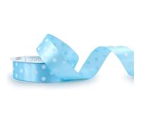 Cinta de raso con lunares de 25 mm x 25 m, color a elegir en 6/12/25/38 mm, no destiñe y lavable, cinta para bodas, cinta de regalo para embalar, decorar manualidades, color azul claro 311