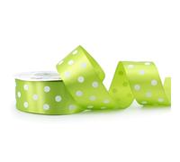 Cinta de raso con lunares de 38 mm x 25 m, color a elegir en 6/12/25/38 mm, no destiñe y lavable, cinta para boda, cinta de regalo para embalar, decorar manualidades, color verde claro/verde mayo
