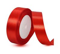 Cinta de Raso de Rojo 20 mm de Ancho, 23 metros Cinta de Satén para Envolver Regalos, Manualidades, Ramos, Proyectos de Dostura, Fabricación de Lazos, Decoraciones de Cumpleaños y bodas