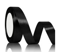 Cinta de Raso Negro para Lazos y Regalos, Tela Decorativa 20mm x 22m