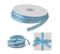 Cinta de raso para bomboneras de bautizo de niño de 45 m x 1 cm, azul con inscripción "Il mio bautismo", cinta para bomboneras de niño o niño, decoración de decoración original