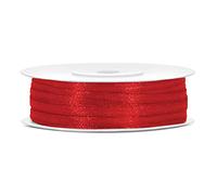 Cinta de Raso Satinado Poliéster Lazo Embalaje de Regalo 6/12/25/38/50/100 mm x 25 m (Tamaño 3 mm x 25 m - Color Rojo)