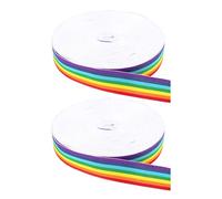 Cinta De Regalo De Arco Iris, Juego De Organza y Raso Ancha en Colores - 2 Piezas De Tela Decorativa