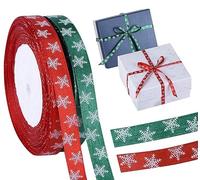 Cinta de Regalo de Lazo de Navidad, 50 Metros Cintas de Tela de Cinta de Raso Navidad para Embalaje de Regalo, Cinta Decorativa10mm Ancho para Bodas Manualidades de Navidad Decoración (Verde, Rojo)