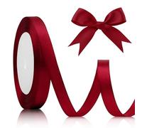 Cinta de regalo roja, cinta de satén roja, cinta de lazo de 10 mm para lazos, bodas, regalos de cumpleaños