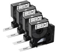 Cinta de repuesto compatible con Dymo D1 45010 S0720500 negro sobre casete transparente, 12 mm x 7 m, para Dymo LabelManager 160 280 220P 360D LabelPoint 100 150 350 LabelWriter 450 Duo, paquete de 4