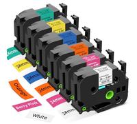 Cinta de repuesto de 24 mm para impresora de etiquetas Brother P Touch TZe TZ de 1 pulgada 0.94 laminada, compatible con PT-D600 D610BT P700 P710BT, blanco/rosa baya/naranja/azul/amarillo/verde, 26.6