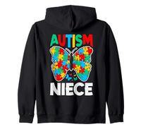 Cinta de Rompecabezas de concienciación sobre Autismo Sobrina Mariposa Sudadera con Capucha