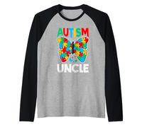 Cinta de Rompecabezas de concienciación sobre Autismo tío Mariposa Camiseta Manga Raglan