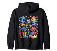 Cinta de Rompecabezas Her Fight Is My Fight Autism Sudadera con Capucha