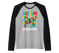 Cinta de Rompecabezas para concienciación sobre Autismo y Novia, Mariposa Camiseta Manga Raglan