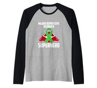 Cinta de Salud Mental de superhéroe para Trastorno depresivo Mayor Camiseta Manga Raglan