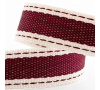 Cinta de sarga de algodón, 15 mm x 10 m, color burdeos