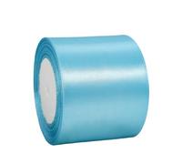 Cinta de Satén Azul Cielo 100mm x 22m - Raso para Regalo, Manualidades, Ramo de Novia, Globos y Decoración de Recuerdos de Boda