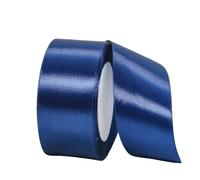 Cinta de Satén Azul Marino 40mm x 22m - Tela de Raso para Envolver Regalos, Manualidades, Ramo de Novia, Globos y Decoración de Recuerdos de Boda