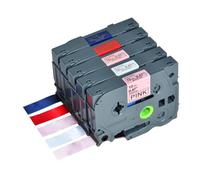 Cinta de satén de 12mm para Cinta Tz TZe R234, Cinta no Adhesiva, Embalaje de Regalo, satén Compatible con Impresora de Etiquetas(5PK Multicolors)