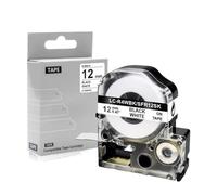Cinta de satén de 12mm para SFR12PK SFR12SZ SFR12SK SFR12ZK SFR12RZ SFR12GZ SS12KW Compatible con Cinta de Etiquetas para Envolver Regalos(Black on White)