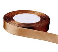 Cinta de satén de 23 m x 12 mm, en varios colores, cinta para atar, cinta de regalo, para boda, recortes, para decoración y manualidades-, marrón claro, 12 mm