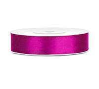 Cinta de satén de poliéster con lazo y embalaje de regalo 6/12/25/38/50/100 mm x 25 m (Tamaño 12mm x 25m - Color Rosa Fucsia)