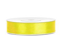Cinta de satén de poliéster con lazo y embalaje de regalo 6/12/25/38/50/100 mm x 25 m (Tamaño 12mm x 25m - Color Amarillo)