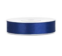Cinta de satén de poliéster con lazo y embalaje de regalo 6/12/25/38/50/100 mm x 25 m (Tamaño 12mm x 25m - Color Azul Marino)