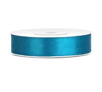 Cinta de satén de poliéster con lazo y embalaje de regalo 6/12/25/38/50/100 mm x 25 m (Tamaño 12mm x 25m - Color Azul Turquesa)