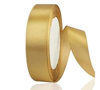 OWill Cinta Oro,Cinta Raso Oro 20 mmx22 m de doble cara,Dorada Cinta Navidad,Cinta Regalo,Cinta de satén Para decoración de pasteles,proyectos de costura de bricolaje,globos de fiesta y lazos