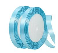 Cinta de Satén Fino 10mm,Cinta Regalo Azul Cielo,44m Seda Raso-Inta de Lazo,Cinta de Tela para Envolver regalos,Manualidades,Ramo de Novia,Globos,Cinta de Raso para Decoración de Recuerdos de Boda