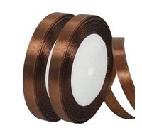 Cinta de Satén Fino 10mm,Cinta Regalo Color Café,44m Seda Raso-Inta de Lazo,Cinta de Tela para Envolver regalos,Manualidades,Ramo de Novia,Globos,Cinta de Raso para Decoración de Recuerdos de Boda