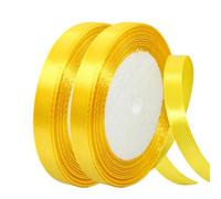 Cinta de Satén Fino 10mm,Cinta Regalo Limon Amarillo,44m Seda Raso-Inta de Lazo,Cinta de Tela para Envolver regalos,Manualidades,Ramo de Novia,Cinta de Raso para Decoración de Recuerdos de Boda