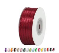 Cinta de Satén Fino 3mm,Cinta Regalo Vino Rojo,92m Seda Raso-Inta de Lazo,Cinta de Tela para Envolver regalos,Manualidades,Ramo de Novia,Globos,Cinta de Raso para Decoración de Recuerdos de Boda