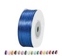 Cinta de Satén Fino 3mm - Seda Raso Azul Marino 92m para Regalo, Lazo, Manualidades, Ramo de Novia y Decoración de Recuerdos de Boda