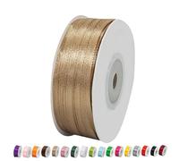 Cinta de satén fino de 92 m, color dorado champán, 3 mm, para envolver regalos, ramos de boda, costura, lazos, Navidad, manualidades, coches, pasteles, decoración del hogar