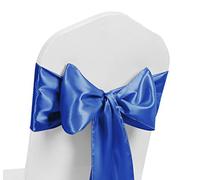 Cinta de satén para silla con diseño de lazo, color azul real, 50 unidades