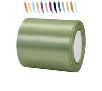Cinta de Satén Verde Salvia de 100 mm x 23 m para Envolver Regalos, Decoración de Coches de Boda, Ramos de Flores, Cajas de Pasteles y Manualidades - Rollo para Bricolaje