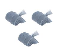 Cinta de seda de gasa con flecos, cinta de ramo vintage teñida a mano para envolver regalos de boda, manualidades, Material de textura de gasa, paquete de 3 (Azul claro)