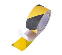Cinta de seguridad antideslizante, cinta de precaución de peligro de 50 mm x 5 m, cinta abrasiva de agarre fuerte para escaleras de pasarela interiores y exteriores, escalones (amarillo y negro)